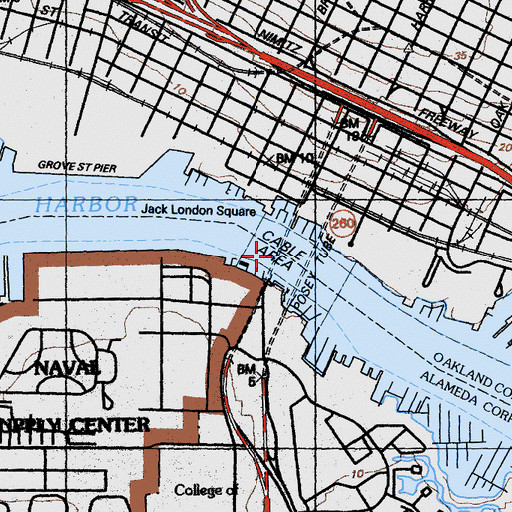 Topographic Map of Webster Street Tube, CA