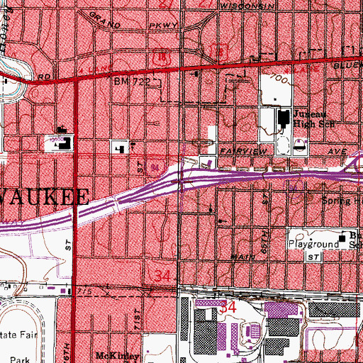 Topographic Map of Interchange 307A, WI
