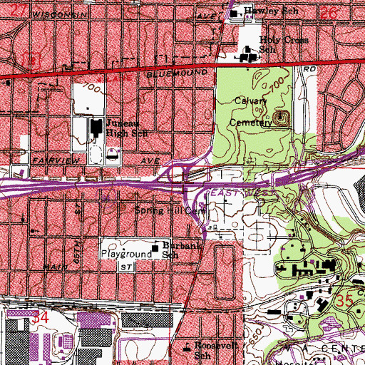 Topographic Map of Interchange 307B, WI