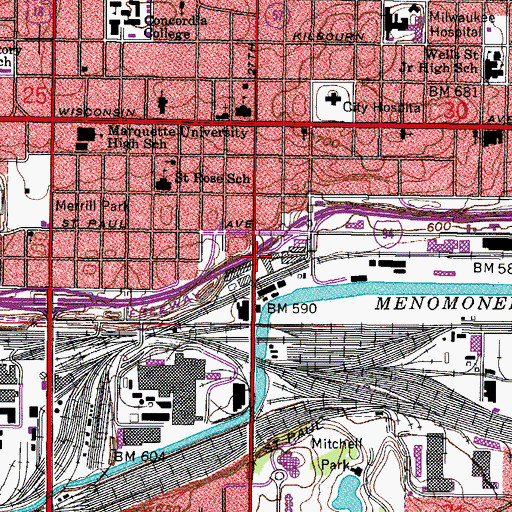 Topographic Map of Interchange 309B, WI