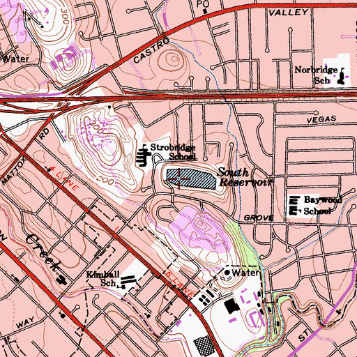 Topographic Map of South Reservoir, CA