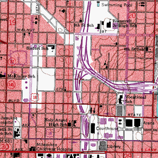Topographic Map of Interchange 73A, WI