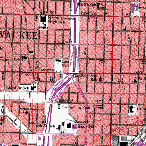 Topographic Map of Interchange 73C, WI