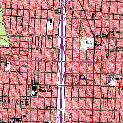 Topographic Map of Interchange 74, WI