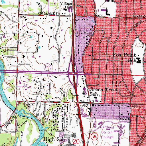 Topographic Map of Interchange 80, WI