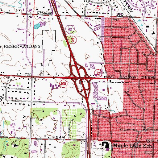 Topographic Map of Interchange 82, WI