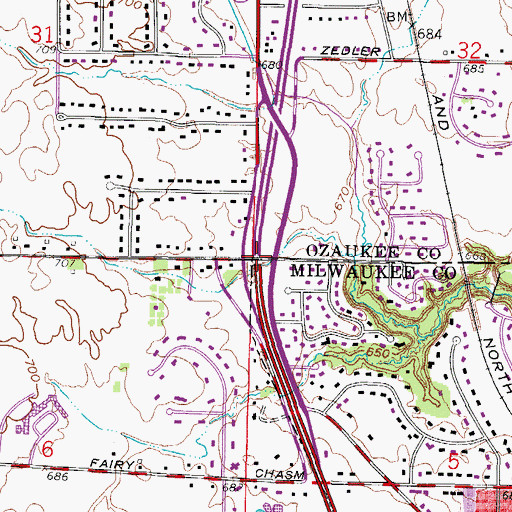 Topographic Map of Interchange 83, WI