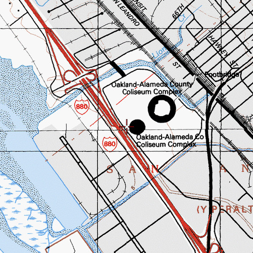 Topographic Map of Oracle Arena, CA