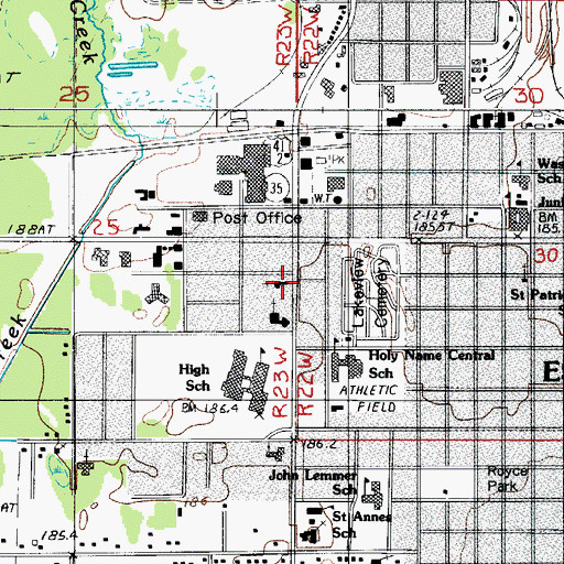 Topographic Map of Escanaba SDA Christian School, MI