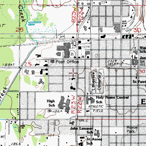 Topographic Map of North Shore Internal Medicine, MI