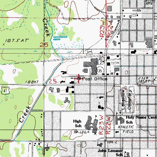 Topographic Map of Escanaba Post Office, MI