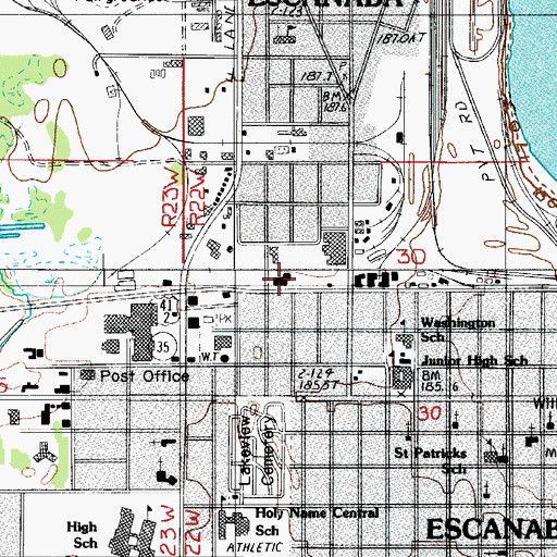 Topographic Map of Escanaba Public Safety Department Fire Station, MI