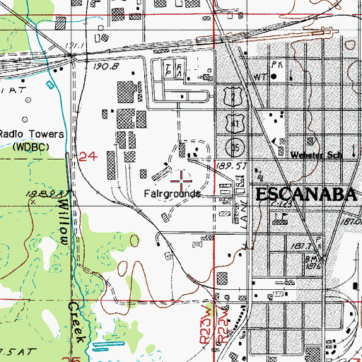 Topographic Map of Upper Peninsula State Fairgrounds, MI