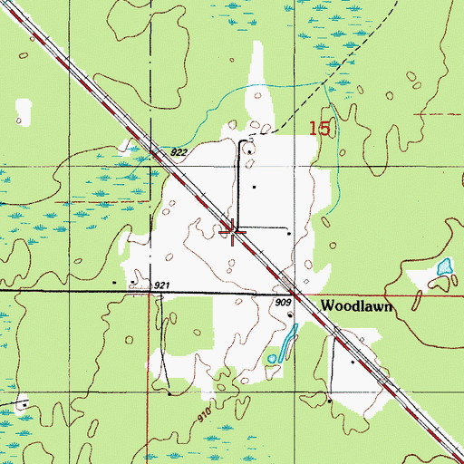Topographic Map of Woodlawn Post Office (historical), MI