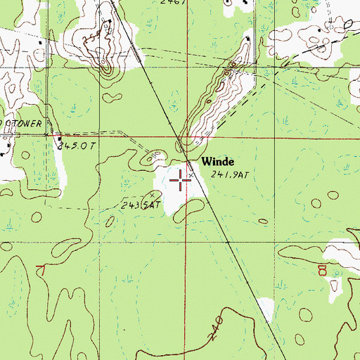 Topographic Map of Winde Post Office (historical), MI