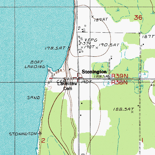 Topographic Map of Stonington Post Office (historical), MI
