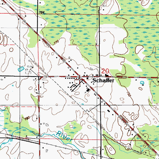 Topographic Map of Schaffer Post Office (historical), MI