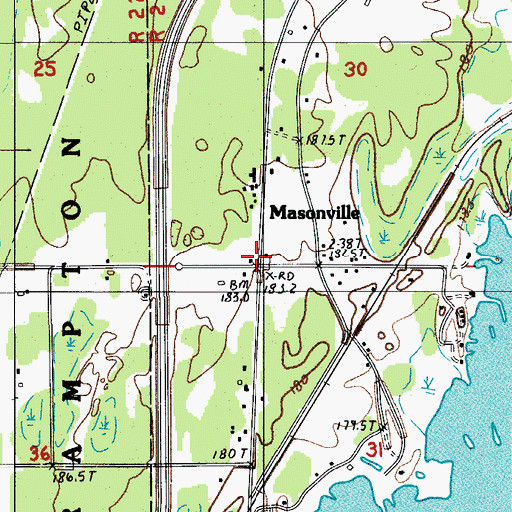 Topographic Map of Masonville Station, MI