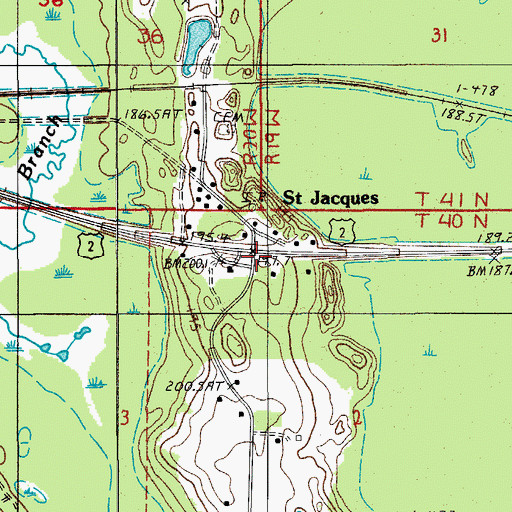 Topographic Map of Saint Joseph's Post Office (historical), MI