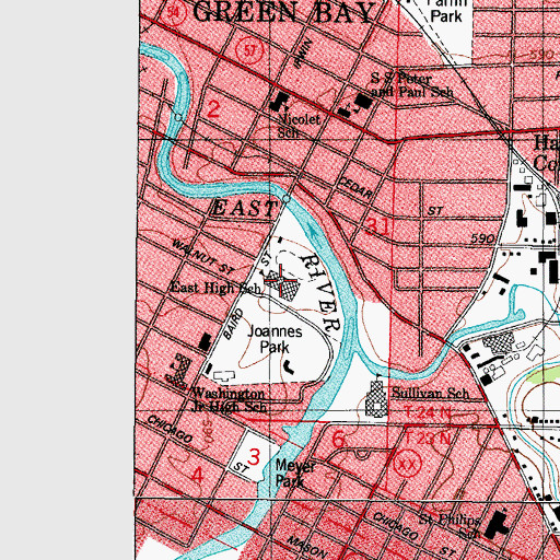 Topographic Map of Hagemeister Park (historical), WI