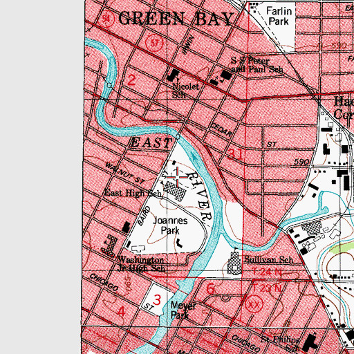 Topographic Map of City Stadium, WI