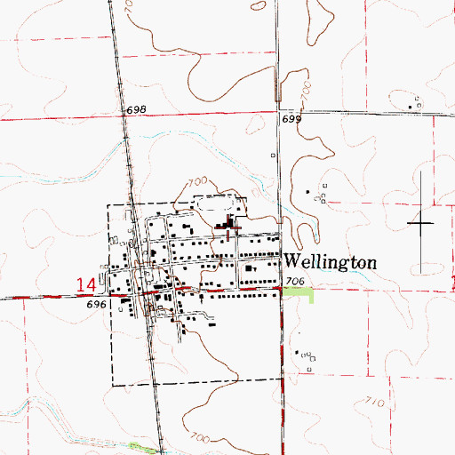 Topographic Map of Wellington High School (historical), IL