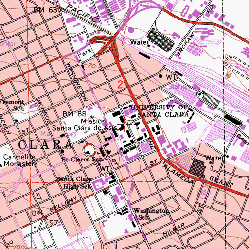 Topographic Map of Walsh Administration Building, CA