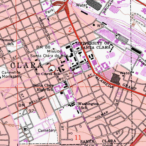 Topographic Map of Swig Residence Hall, CA