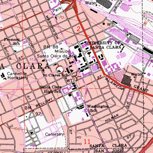 Topographic Map of Dunne Residence Hall, CA