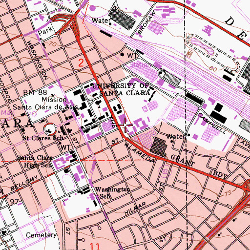 Topographic Map of Campisi Residence Hall, CA