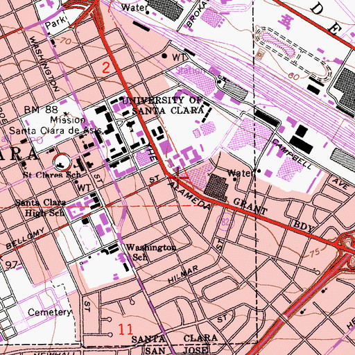 Topographic Map of Sobrato Residence Hall, CA