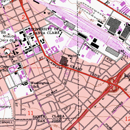 Topographic Map of Loyola Hall, CA