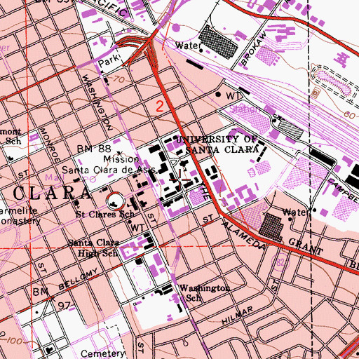 Topographic Map of Bergin Hall, CA