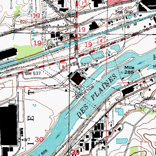 Topographic Map of Joliet Generating Station, IL