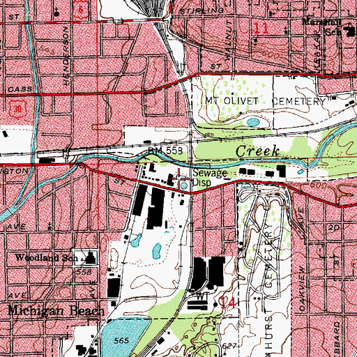 Topographic Map of Eastside Wastewater Treatment Plant, IL