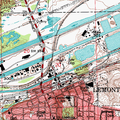 Topographic Map of Lemont Water Reclamation Plant, IL