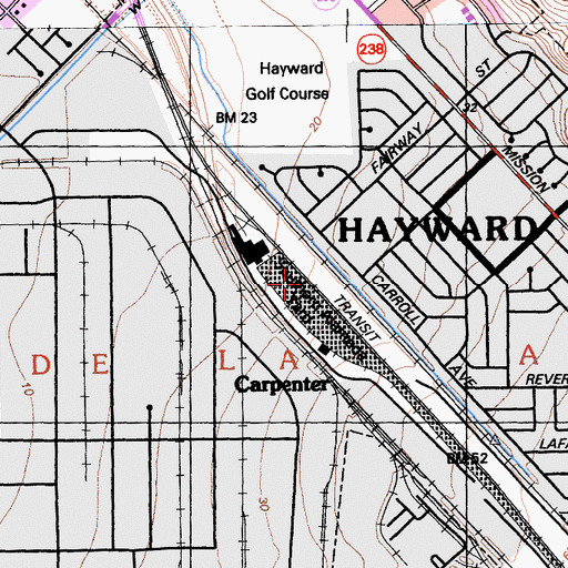 Topographic Map of Southern Alameda Yard, CA