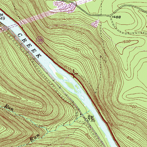 Topographic Map of Bucktail State Park Natural Area, PA