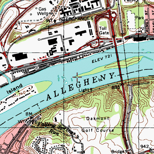 Topographic Map of Allegheny Islands State Park, PA