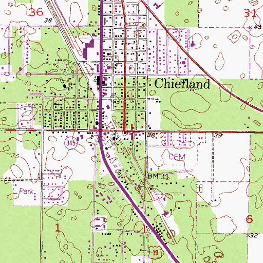 Topographic Map of Gospel of Faith Revival Center, FL