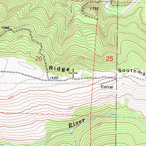 Topographic Map of Southmayd Ridge, CA