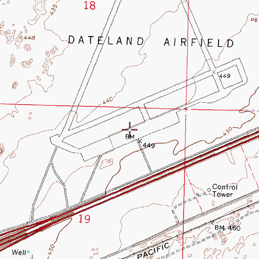 Topographic Map of Dateland Airfield, AZ