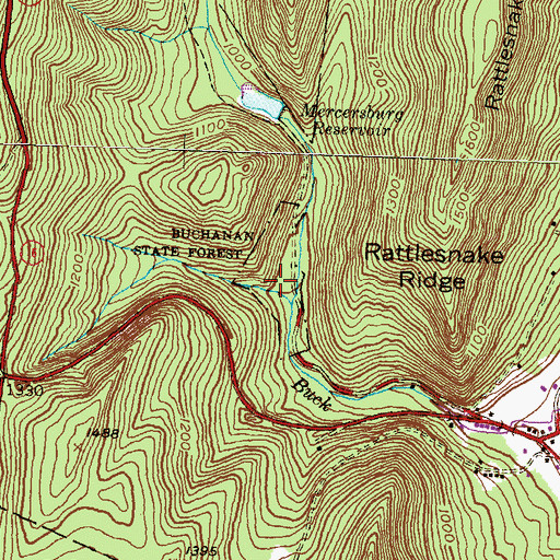 Topographic Map of Buchanan's Birthplace State Park, PA