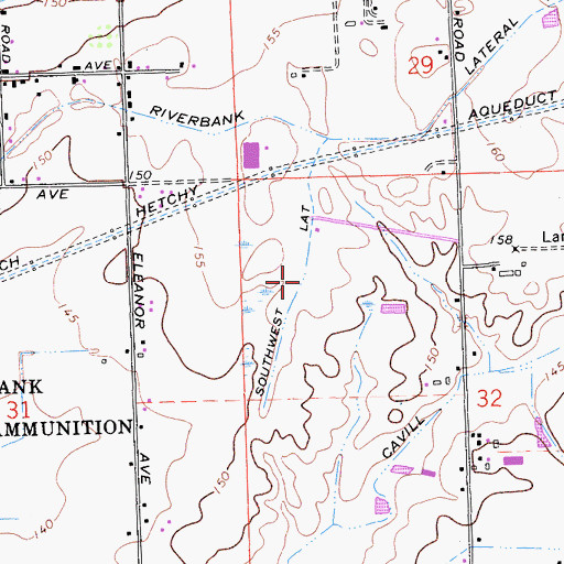 Topographic Map of Southwest Lateral, CA