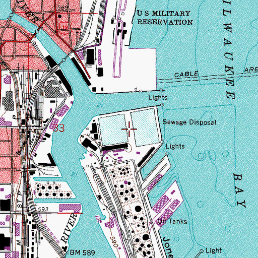 Topographic Map of Jones Island Wastewater Treatment Plant, WI