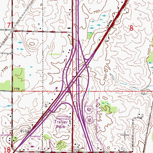 Topographic Map of Interchange 93, WI