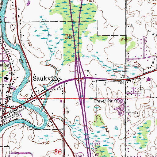 Topographic Map of Interchange 96, WI
