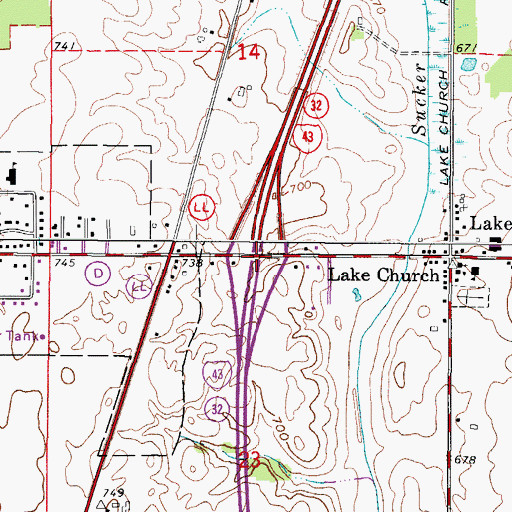 Topographic Map of Interchange 107, WI
