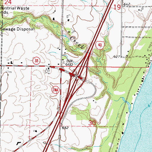 Topographic Map of Interchange 113, WI