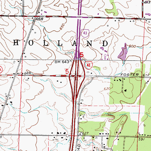 Topographic Map of Interchange 116, WI